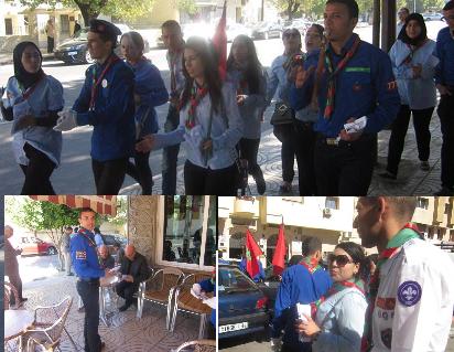 تازة:الكشاف المعاصر يقوم بتوزيع مطويات خاصة بالمسيرة الخضراء