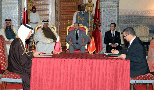 جلالة الملك وأمير دولة قطر يترأسان حفل التوقيع على أربع اتفاقيات للتعاون