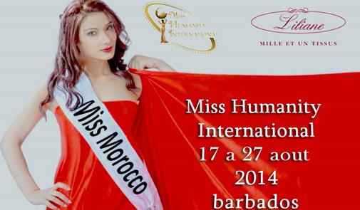 صفاء الطواش مغربية تنافس على لقب ملكة جمال العالم للإنسانية 2014 بجزيرة الباربادوس