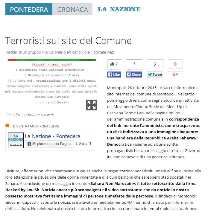 إيطاليا:إرهاب البوليساريو يضرب بلدية مونطوبولي